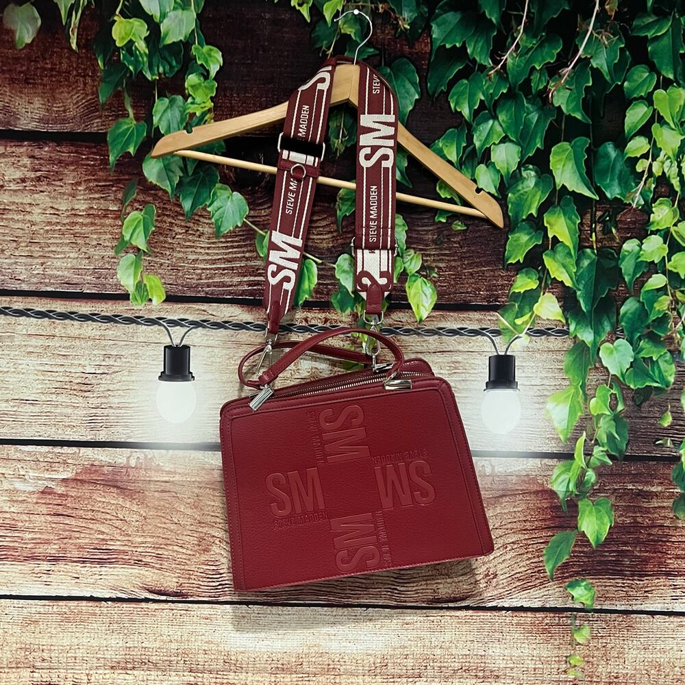 Steve Madden Bmatteo Top Handle Satchel Purse Handbag Maroon Red 12x9